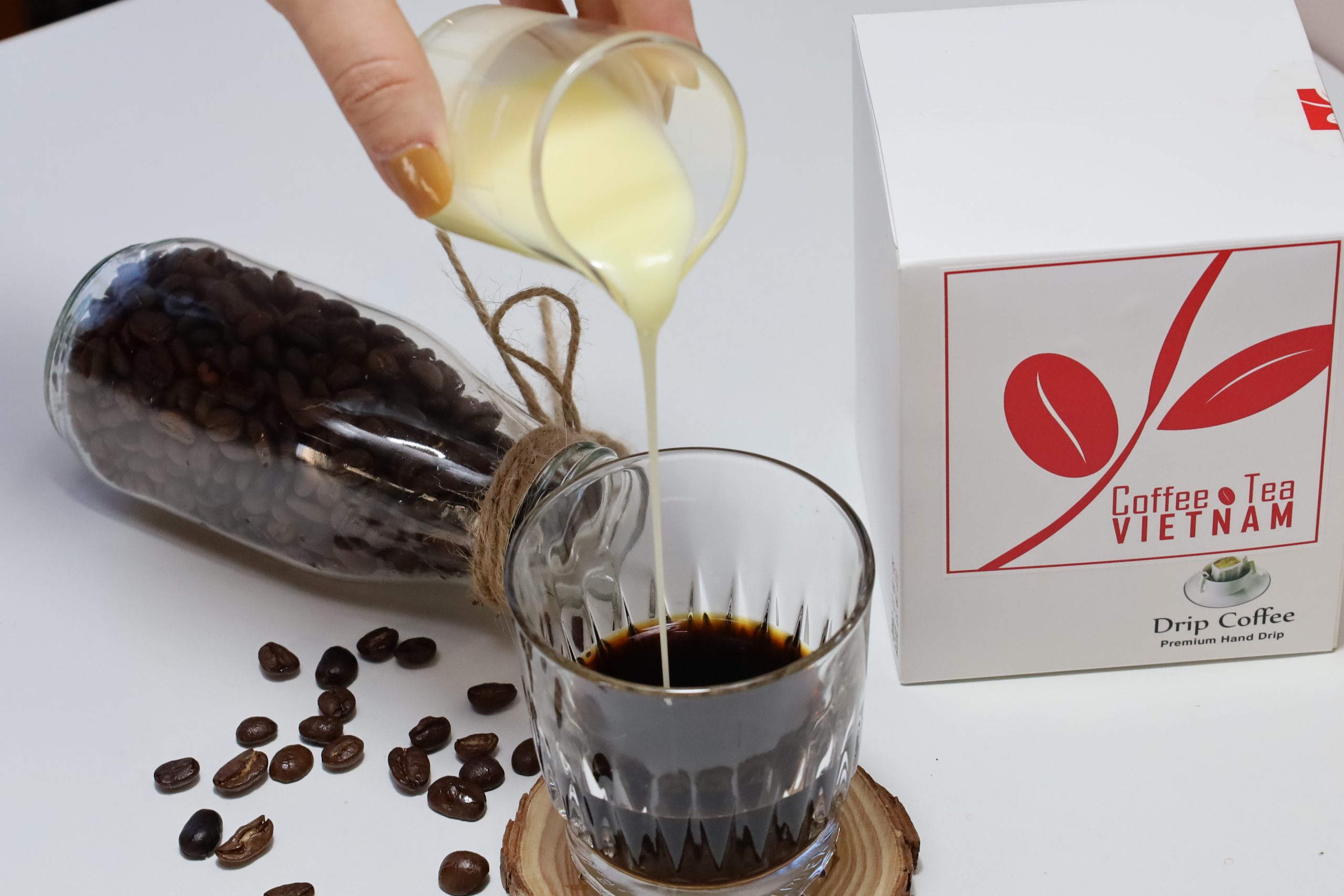 Drip coffee thêm sữa